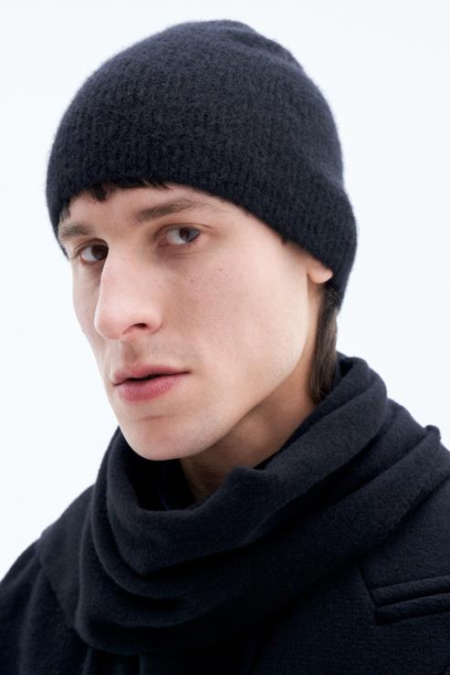 Men Filippa K Black Rib Yak Hat Accessory 66L84479