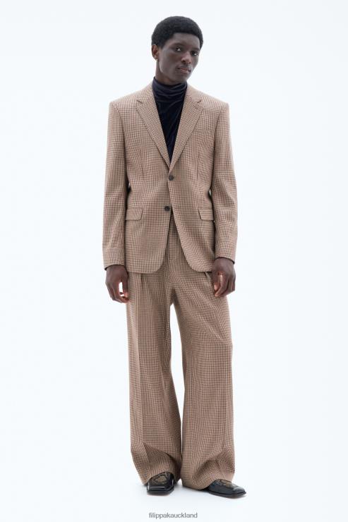 Men Filippa K Sand Beige/Brown Check Single Breasted Check Blazer Apparel 66L84351