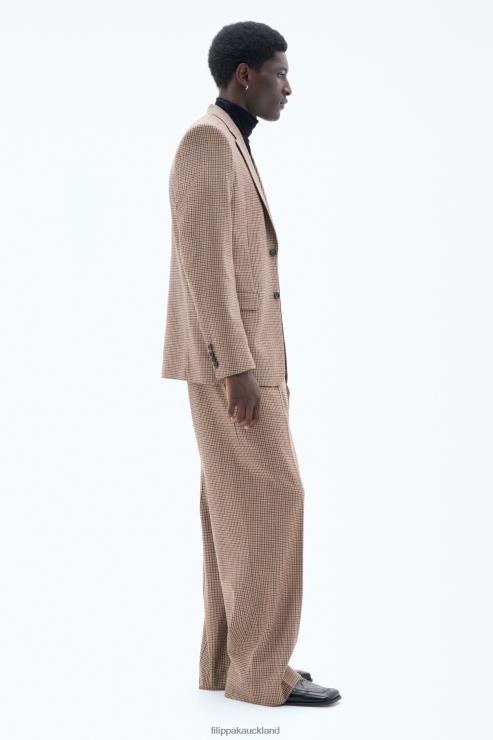 Men Filippa K Sand Beige/Brown Check Single Breasted Check Blazer Apparel 66L84351