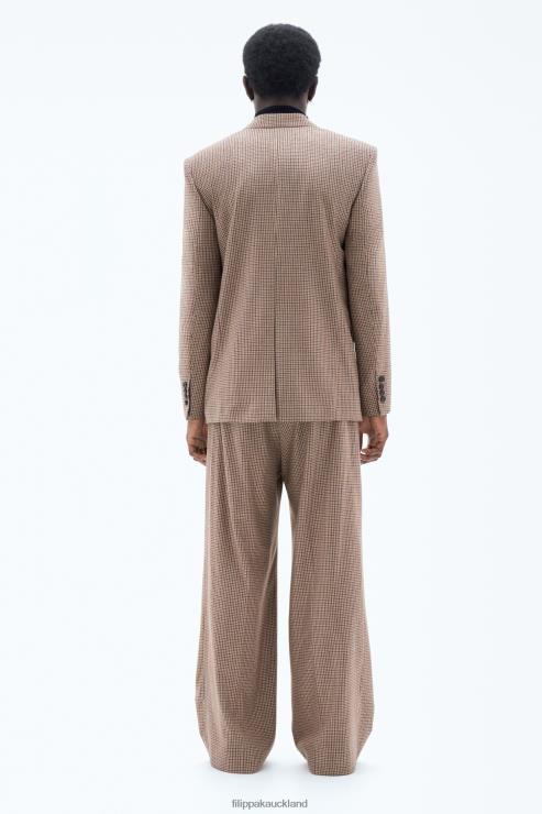 Men Filippa K Sand Beige/Brown Check Single Breasted Check Blazer Apparel 66L84351