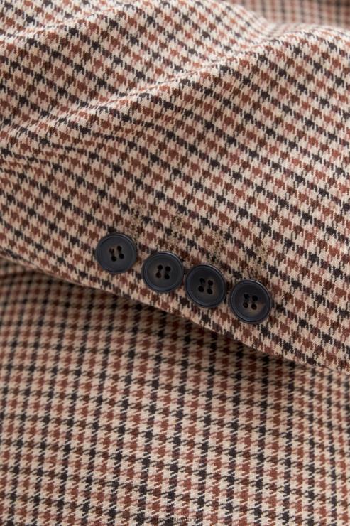 Men Filippa K Sand Beige/Brown Check Single Breasted Check Blazer Apparel 66L84351
