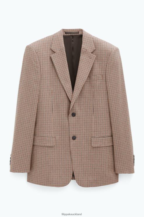 Men Filippa K Sand Beige/Brown Check Single Breasted Check Blazer Apparel 66L84351