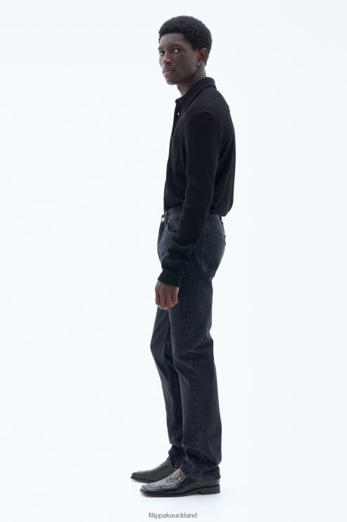 Men Filippa K Charcoal Black Classic Straight Jeans Apparel 66L84407