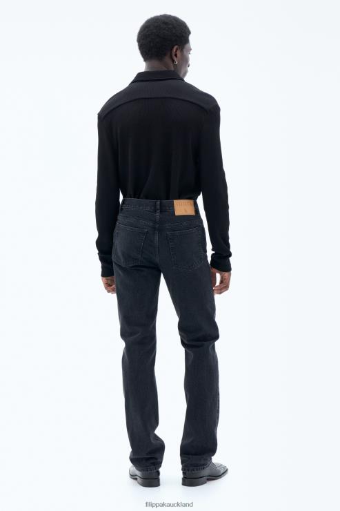 Men Filippa K Charcoal Black Classic Straight Jeans Apparel 66L84407