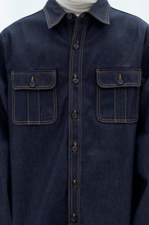 Men Filippa K Midnight Blue Oversize Denim Shirt Apparel 66L84397