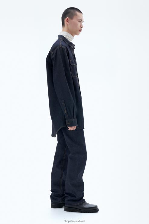 Men Filippa K Midnight Blue Oversize Denim Shirt Apparel 66L84397