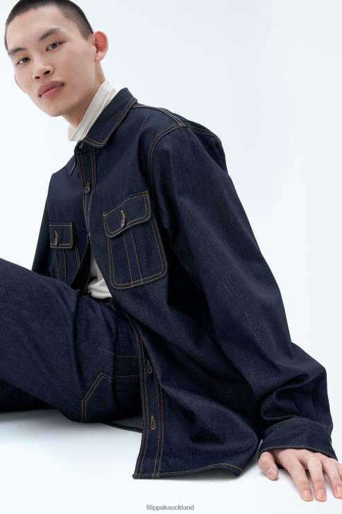 Men Filippa K Midnight Blue Oversize Denim Shirt Apparel 66L84397