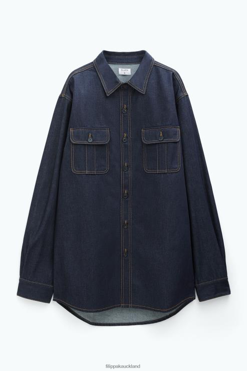 Men Filippa K Midnight Blue Oversize Denim Shirt Apparel 66L84397