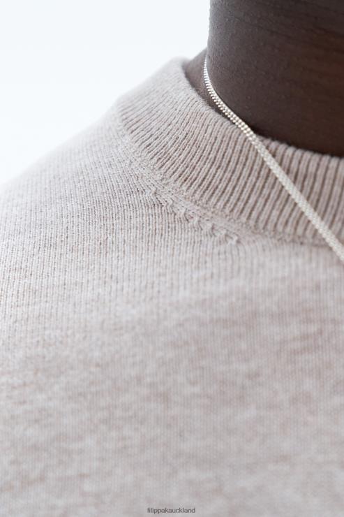 Men Filippa K Beige Melange Cotton Merino Sweater Apparel 66L84280
