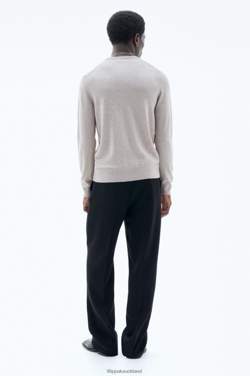 Men Filippa K Beige Melange Cotton Merino Sweater Apparel 66L84280