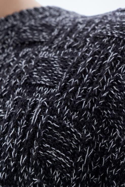 Men Filippa K Black/White Square Knit Sweater Apparel 66L84295