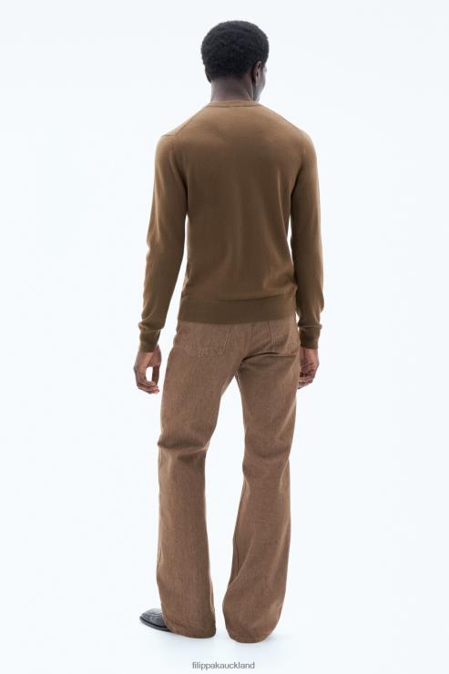 Men Filippa K Bronze Green Cotton Merino Sweater Apparel 66L84264