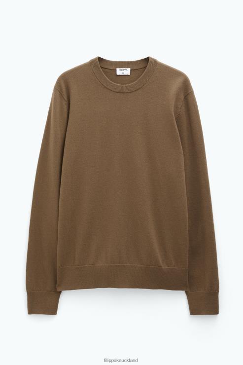 Men Filippa K Bronze Green Cotton Merino Sweater Apparel 66L84264