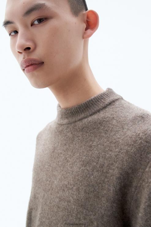 Men Filippa K Dark Taupe Melange Johannes Yak Sweater Apparel 66L84268