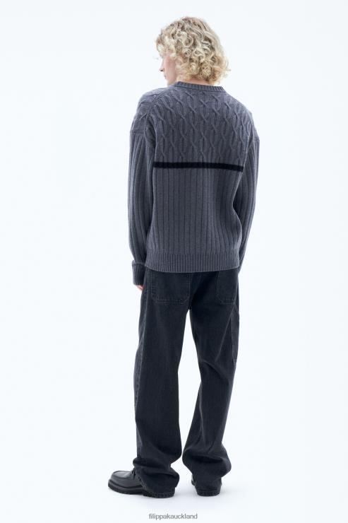 Men Filippa K Grey Melange Patchwork Sweater Apparel 66L84269