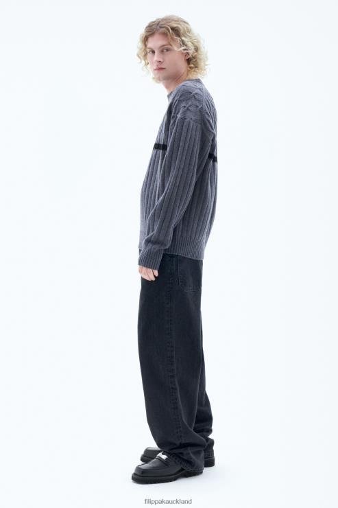 Men Filippa K Grey Melange Patchwork Sweater Apparel 66L84269