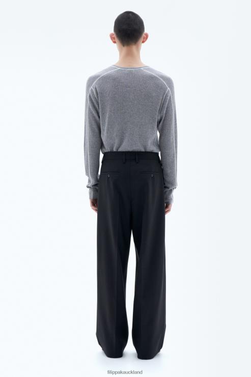 Men Filippa K Grey/White Light Rib Sweater Apparel 66L84276