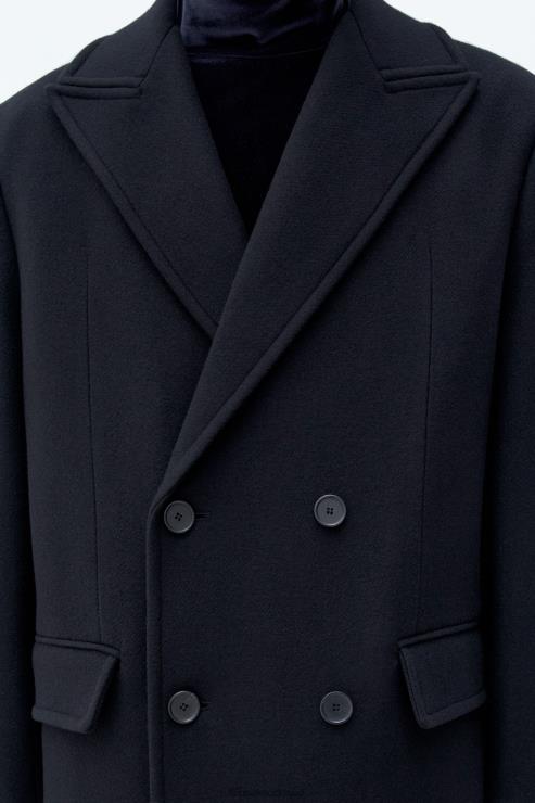 Men Filippa K Black Double Breasted Wool Coat Apparel 66L84260