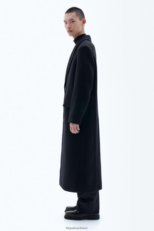 Men Filippa K Black Double Breasted Wool Coat Apparel 66L84260
