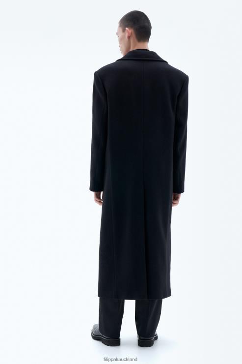Men Filippa K Black Double Breasted Wool Coat Apparel 66L84260