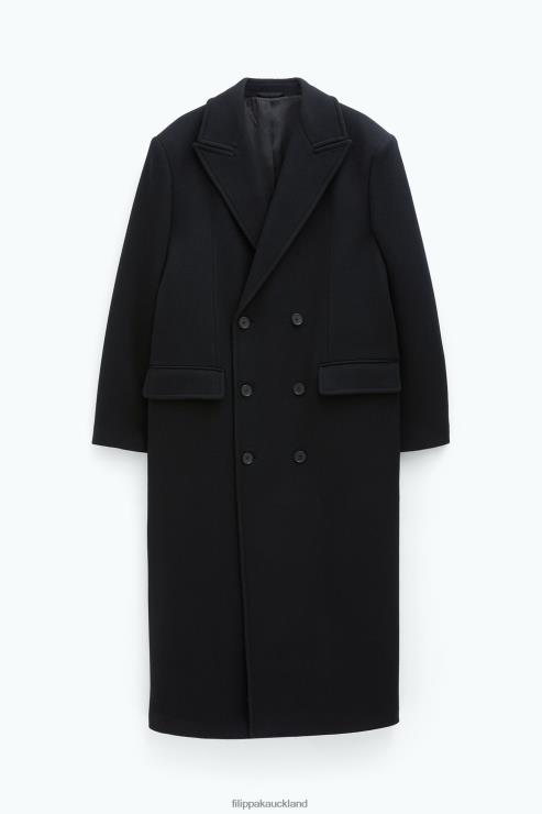 Men Filippa K Black Double Breasted Wool Coat Apparel 66L84260
