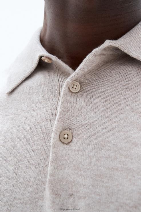 Men Filippa K Beige Melange Knitted Polo Shirt Apparel 66L84273