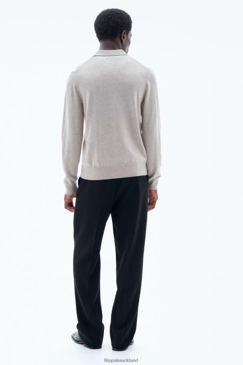 Men Filippa K Beige Melange Knitted Polo Shirt Apparel 66L84273