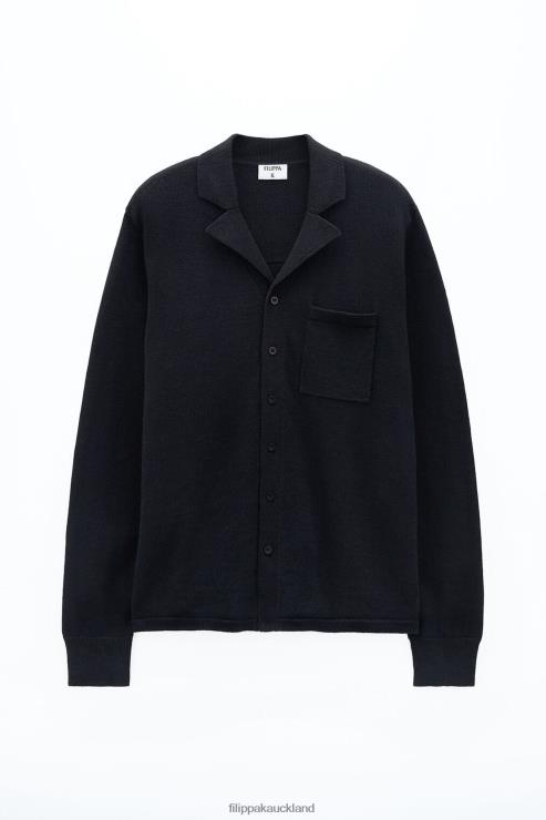 Men Filippa K Black Cotton Linen Knitted Shirt Apparel 66L84271