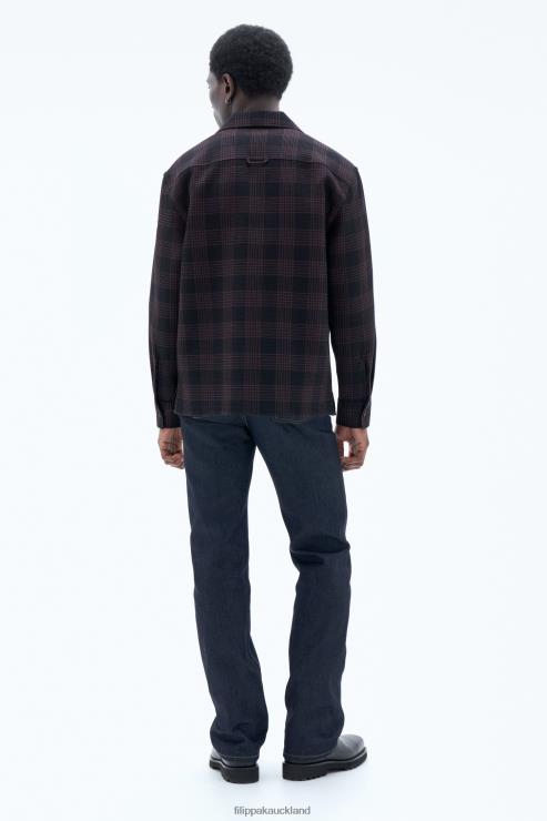 Men Filippa K Dark Chocolate/Black Check Waffle Check Resort Shirt Apparel 66L84383