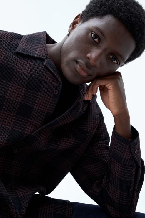 Men Filippa K Dark Chocolate/Black Check Waffle Check Resort Shirt Apparel 66L84383