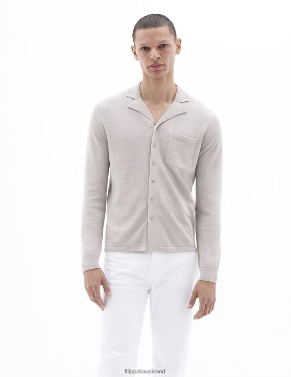 Men Filippa K Dusty Beige Cotton Linen Knitted Shirt Apparel 66L84282