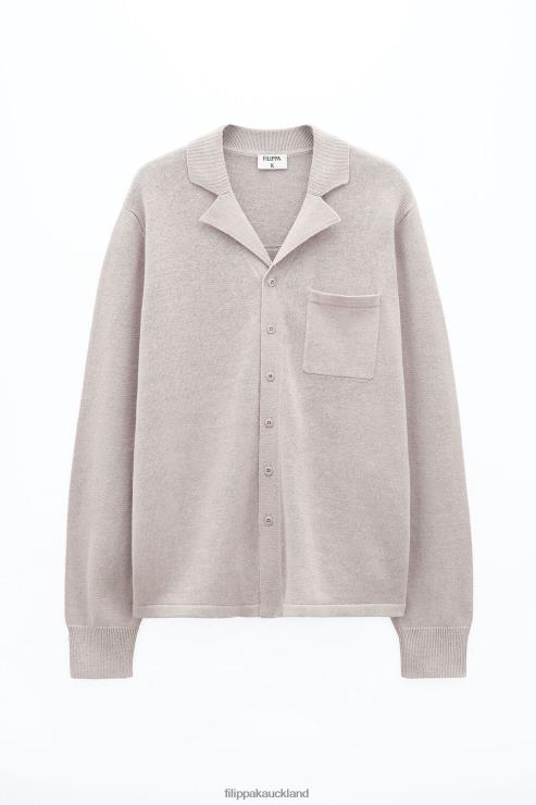Men Filippa K Dusty Beige Cotton Linen Knitted Shirt Apparel 66L84282