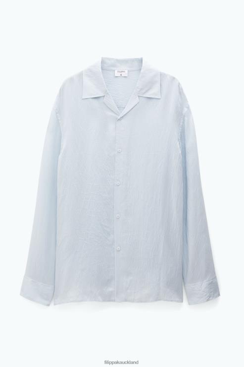 Men Filippa K Ice Blue Crinkled Resort Shirt Apparel 66L84391