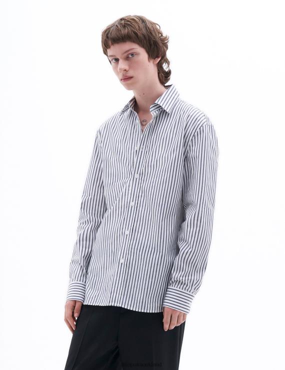 Men Filippa K Pacific Blue/White Stripe Striped Cotton Shirt Apparel 66L84393