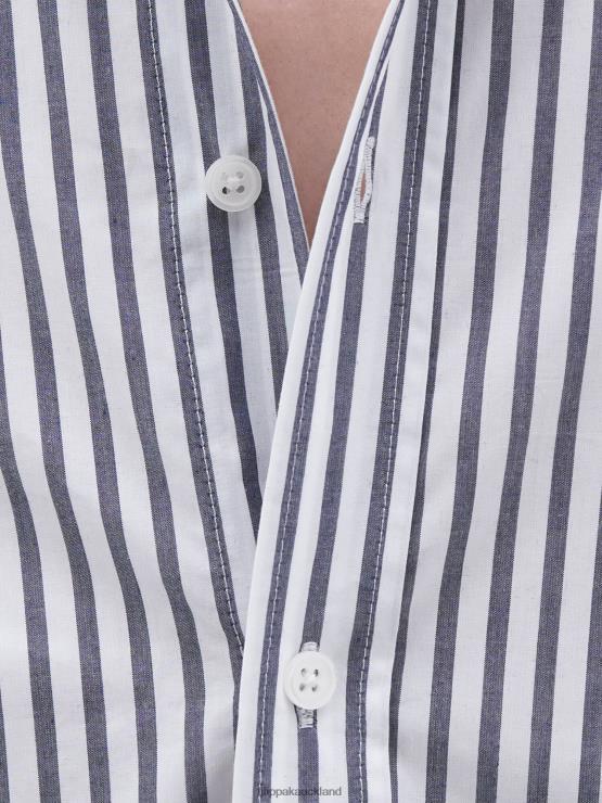 Men Filippa K Pacific Blue/White Stripe Striped Cotton Shirt Apparel 66L84393