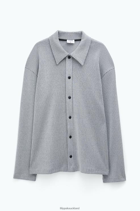 Men Filippa K Pearl Grey/Black Heavy Rib Cardigan Apparel 66L84312