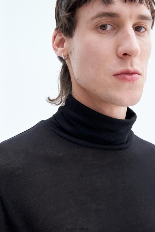 Men Filippa K Black Jersey Roller Neck Top Apparel 66L84303