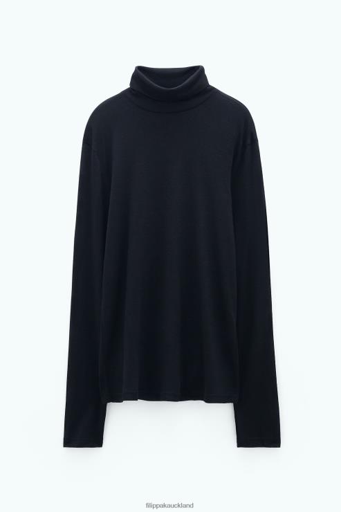 Men Filippa K Black Jersey Roller Neck Top Apparel 66L84303