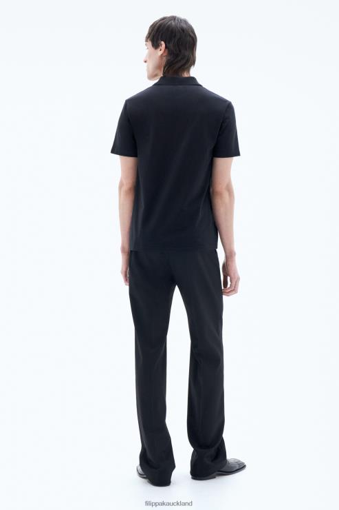 Men Filippa K Black Stretch Cotton Polo T-Shirt Apparel 66L84324