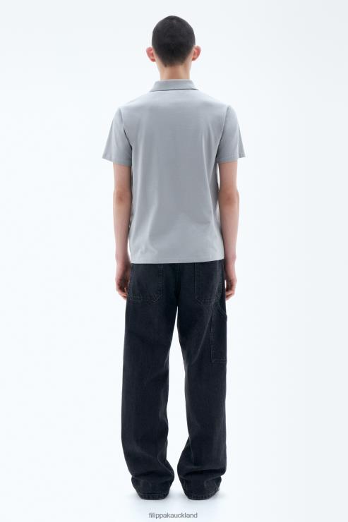 Men Filippa K Feather Grey Stretch Cotton Polo T-Shirt Apparel 66L84311