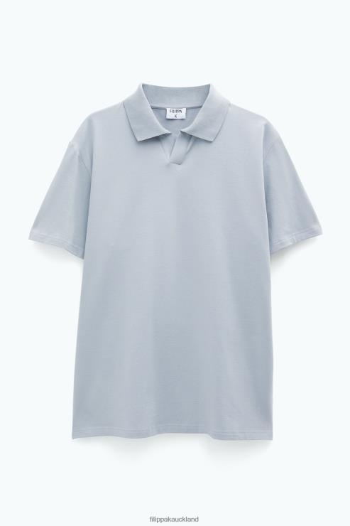 Men Filippa K Feather Grey Stretch Cotton Polo T-Shirt Apparel 66L84311