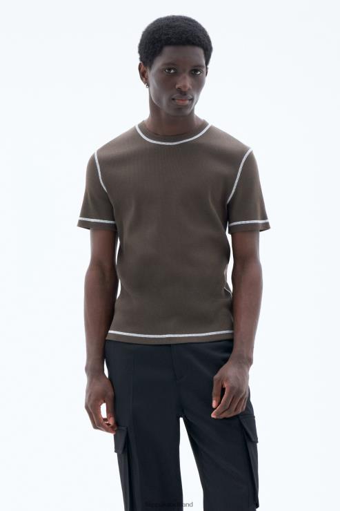Men Filippa K Forest Green Cotton Rib Tee Apparel 66L84306