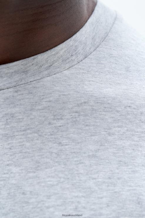 Men Filippa K Light Grey Melange Stretch Cotton Tee Apparel 66L84316