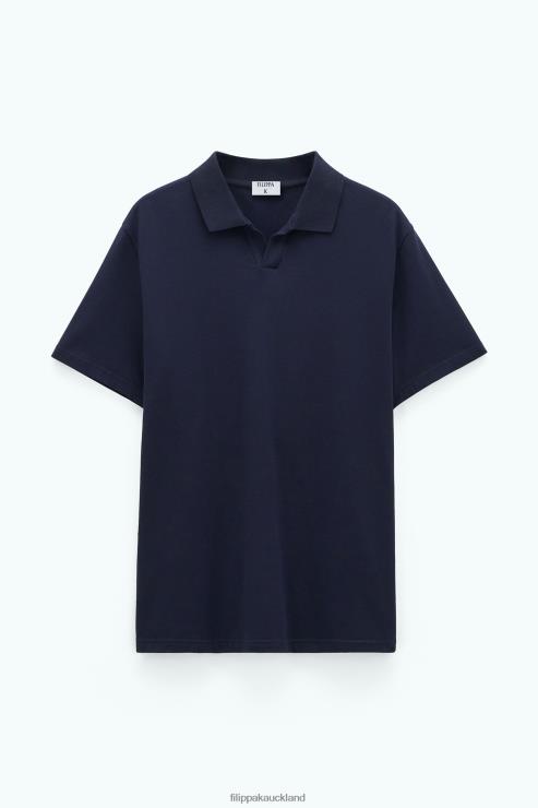 Men Filippa K Navy Stretch Cotton Polo T-Shirt Apparel 66L84323