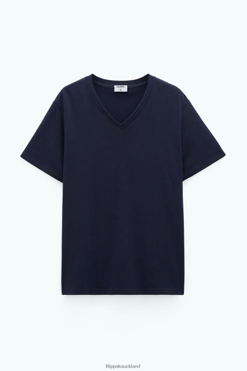 Men Filippa K Navy Stretch V-Neck Tee Apparel 66L84332