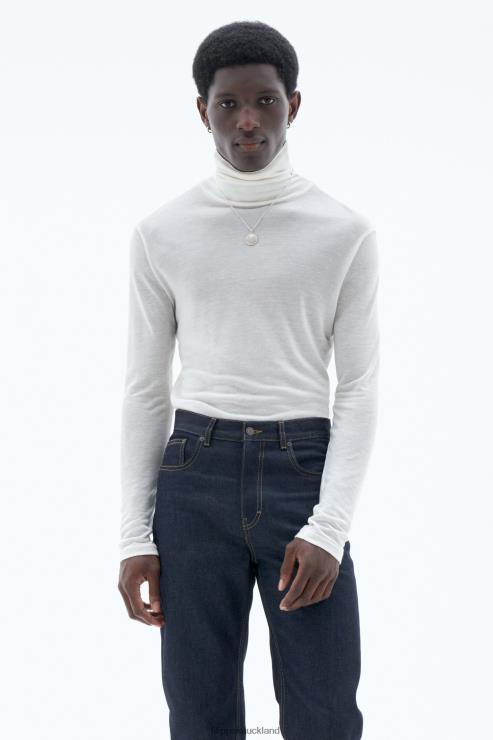 Men Filippa K White Chalk Jersey Roller Neck Top Apparel 66L84302