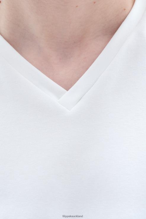 Men Filippa K White Stretch V-Neck Tee Apparel 66L84320
