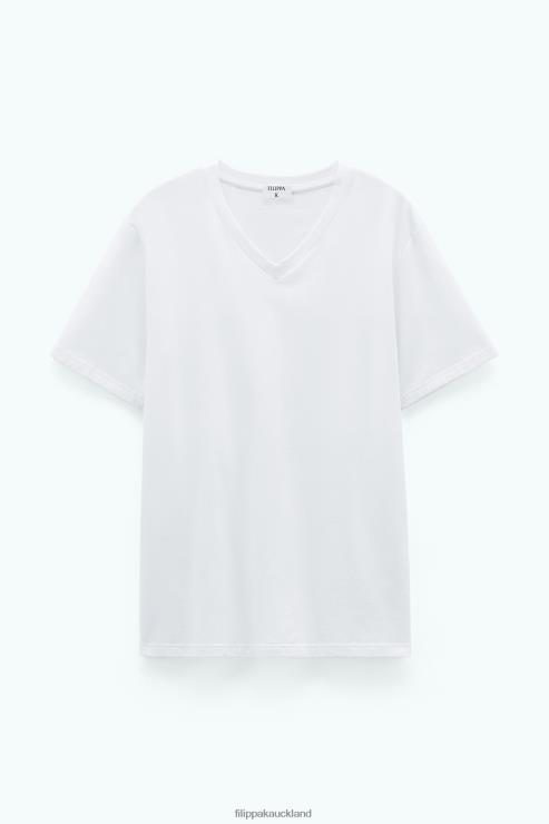 Men Filippa K White Stretch V-Neck Tee Apparel 66L84320