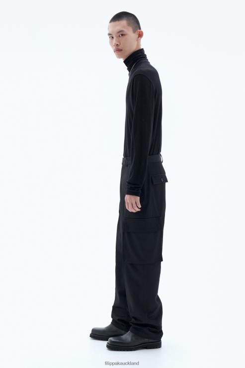 Men Filippa K Black Wool Twill Cargo Pants Apparel 66L84363