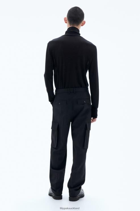 Men Filippa K Black Wool Twill Cargo Pants Apparel 66L84363